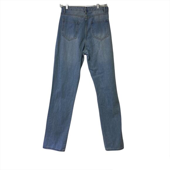 SHEIN Mom Jeans Women's High Waisted Distress Light Wash Size Small - Picture 2 of 11
